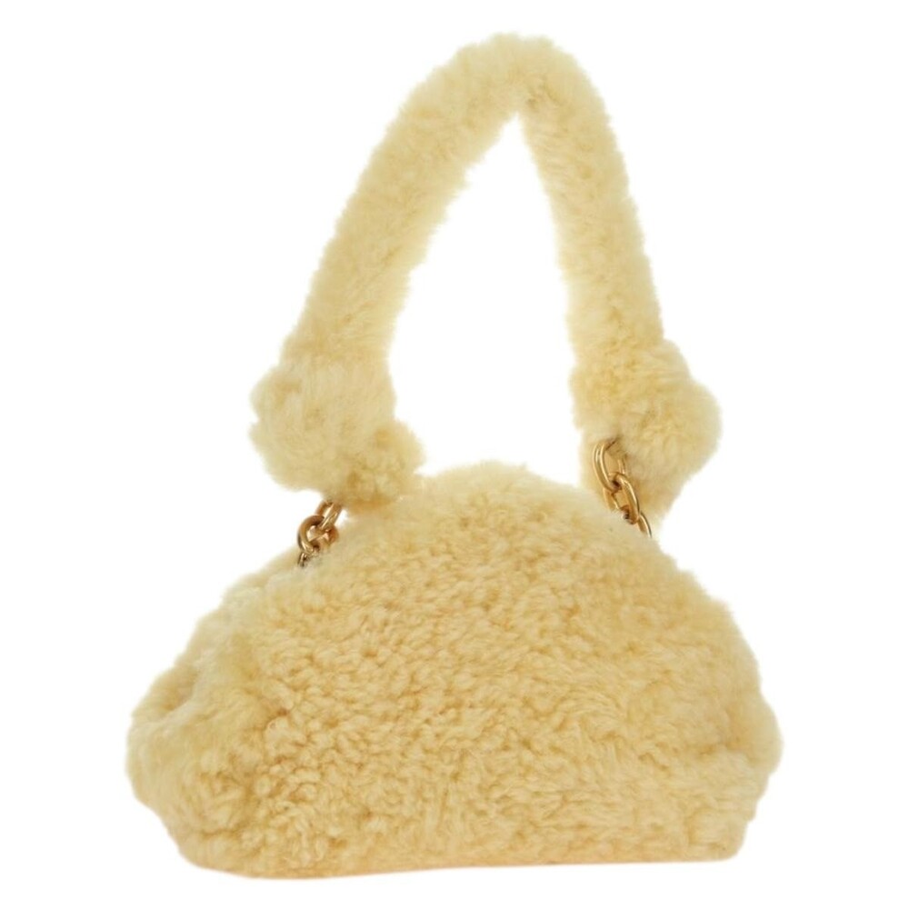 Bottega Veneta Fur Shoulder Bag Yellow Gold